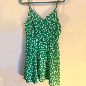 Green and white floral dress